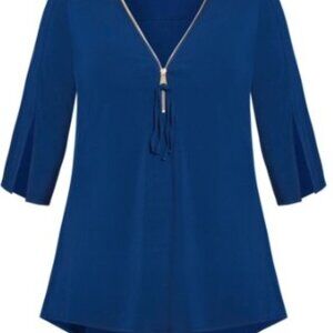 Avenue Studio Blue Blouse with Gold Accent